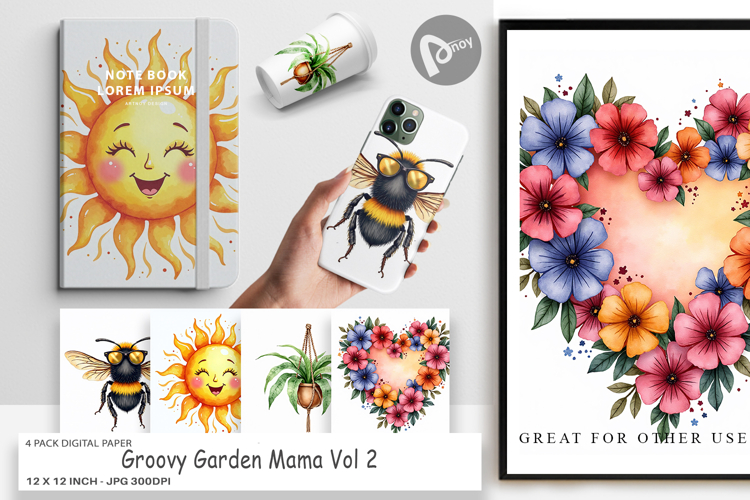 Groovy Garden Mama Digital Paper