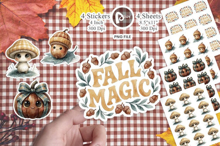 Gingham Autumn Flora Sticker example image 1
