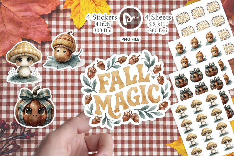 Gingham Autumn Flora Sticker