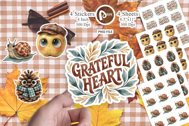 Gingham Autumn Flora Sticker example image 1