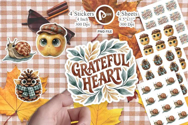Gingham Autumn Flora Sticker