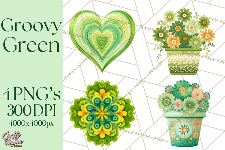 Retro 70s Psychedelic Clipart PNG, Groovy Flowers