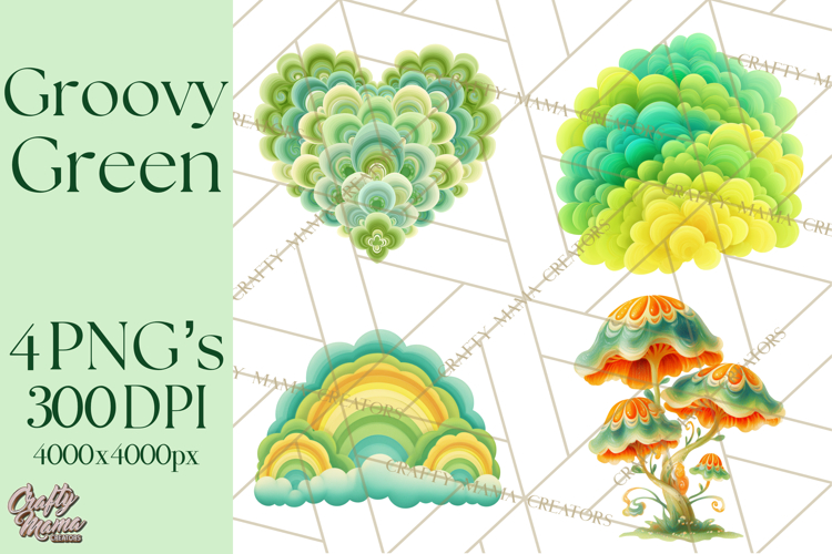 Retro 70s Psychedelic Clipart PNG, Groovy Flowers