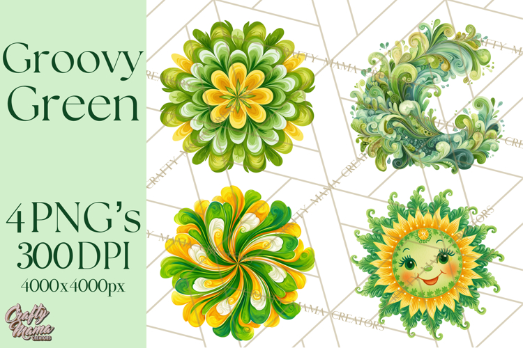 Retro 70s Psychedelic Clipart PNG, Groovy Flowers