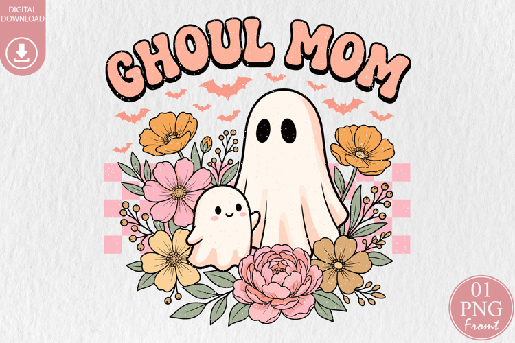 Groovy Halloween Mom PNG, Ghoul Mom Sublimation Design