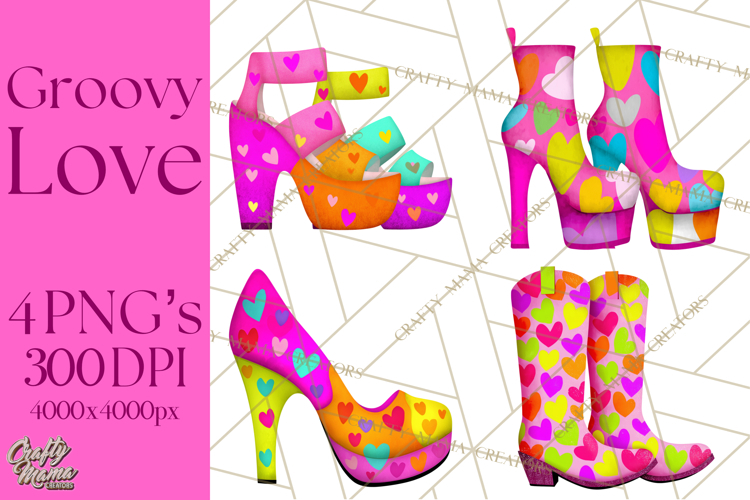 Retro Valentine PNG, Groovy Heart Clipart