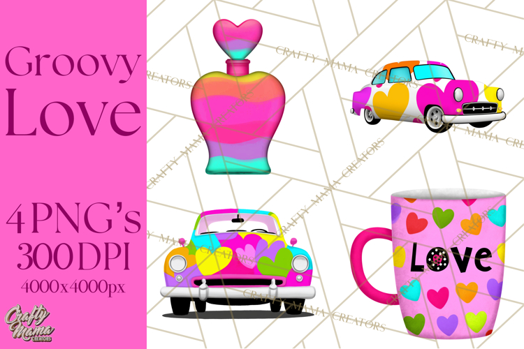 Retro Valentine PNG, Groovy Heart Clipart