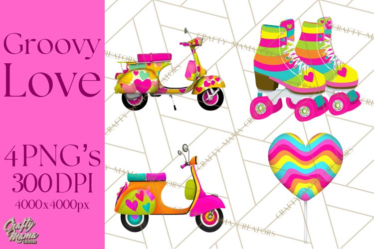 Retro Valentine PNG, Groovy Heart Clipart