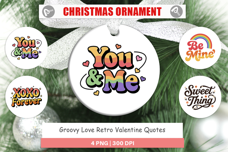 Groovy Love Valentine Quotes Ornament