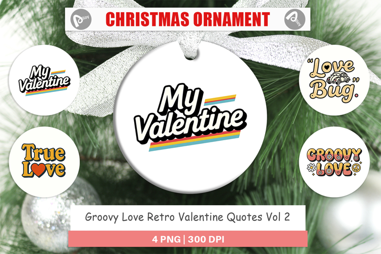 Groovy Love Valentine Quotes Ornament