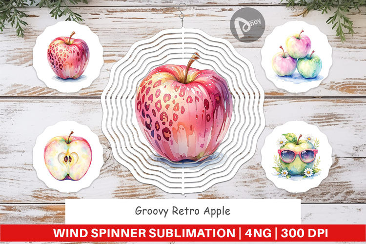 Groovy Retro Apple Wind Spinner
