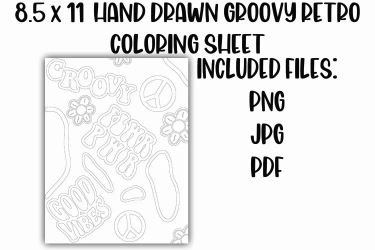 Groovy Retro Doodle Coloring Sheet