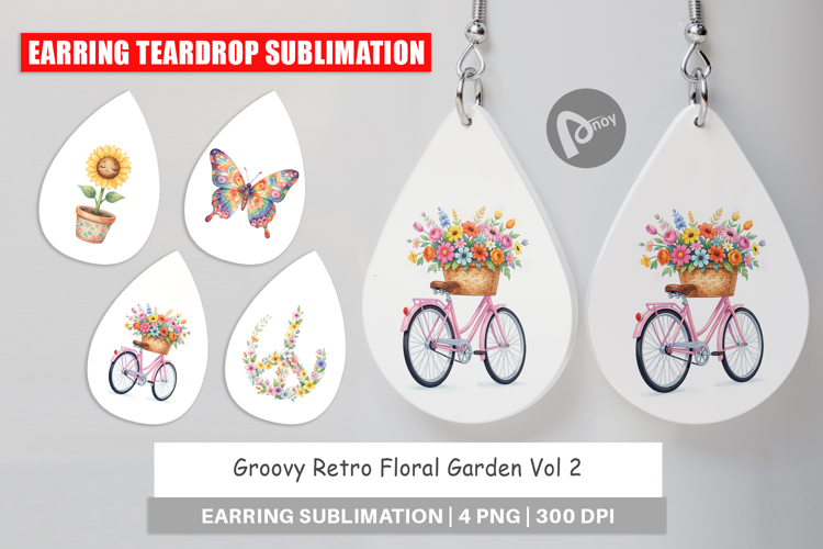 Groovy Retro Floral Garden Earring