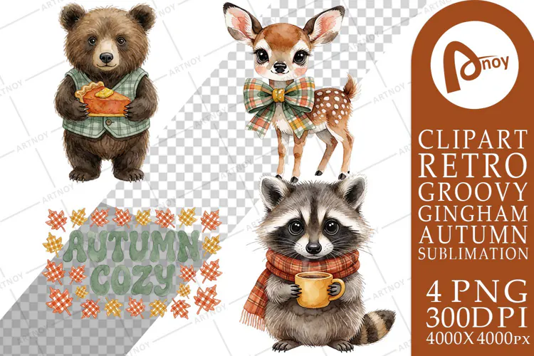 Plaid Woodland Critters Sublimation