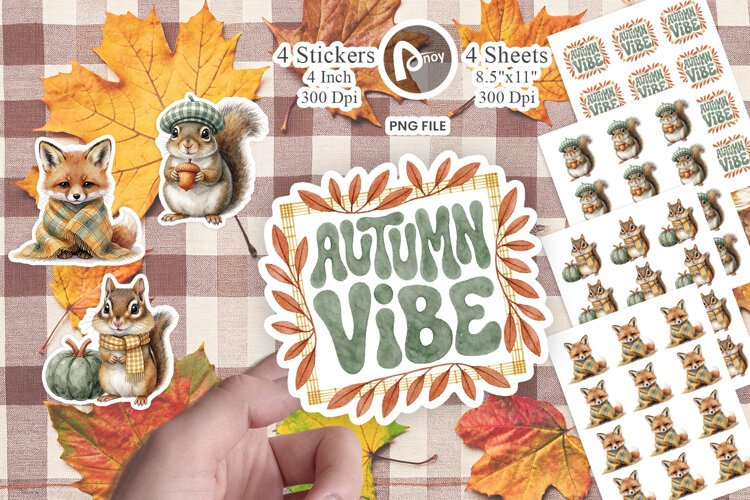 Plaid Woodland Critters Sticker example image 1