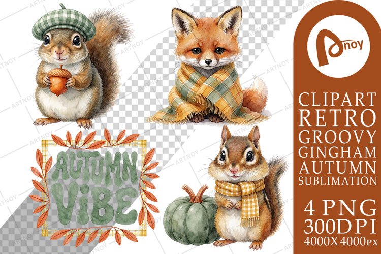 Plaid Woodland Critters Sublimation example image 1