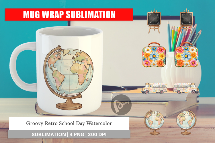 Groovy Retro School Day Mug Wrap