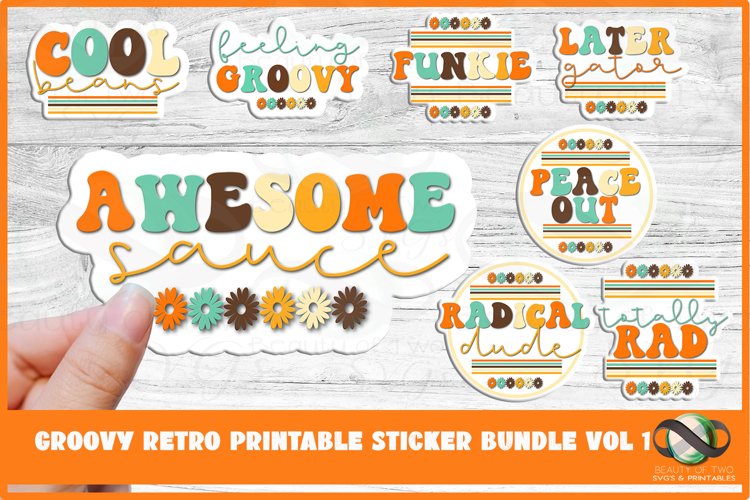 sticker bundle retro groovy vintage printable stickers 8 png 1670309 sublimation design bundles