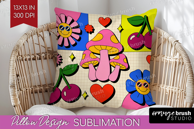 Groovy Pillow Sublimation - Summer Pillow Cover PNG