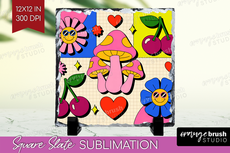 Groovy Slate PNG - Summer Square Slate Sublimation