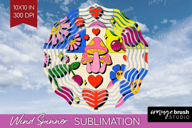 Groovy Wind Spinner Sublimation PNG - Summer Round Template