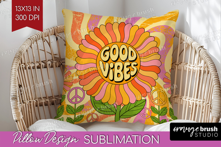 Groovy Pillow Sublimation - Summer Pillow Cover PNG