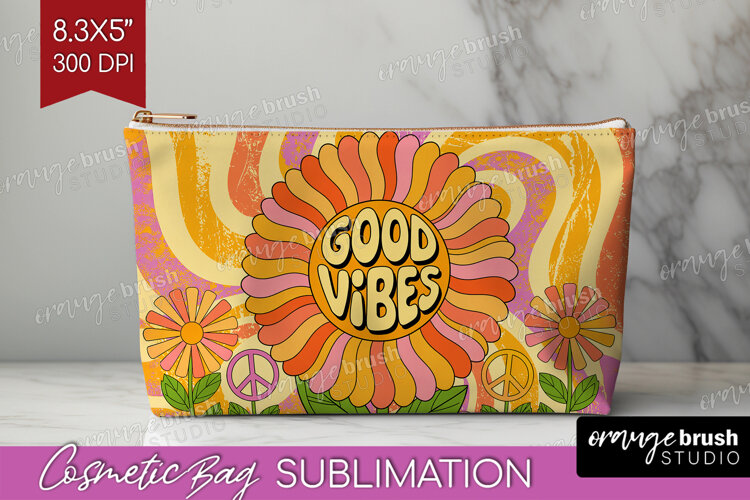 Groovy Cosmetic Bag - Summer Makeup Bag PNG Sublimation example image 1