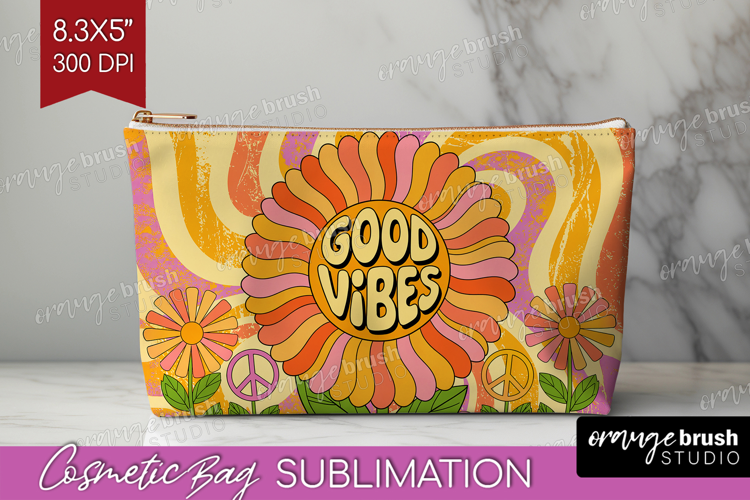Groovy Cosmetic Bag - Summer Makeup Bag PNG Sublimation