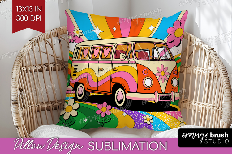 Groovy Pillow Sublimation - Summer Pillow Cover PNG