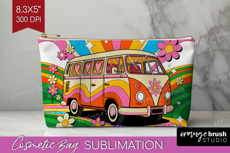 Groovy Cosmetic Bag - Summer Makeup Bag PNG Sublimation