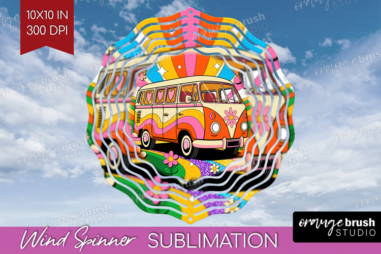 Groovy Wind Spinner Sublimation PNG - Summer Round Template