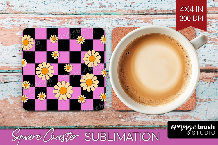 Groovy Square Coaster - Summer Coaster PNG Sublimation