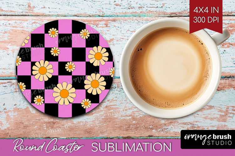 Groovy Round Coaster - Summer Coaster PNG Sublimation