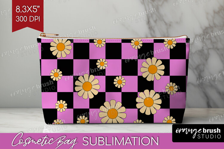 Groovy Cosmetic Bag - Summer Makeup Bag PNG Sublimation example image 1