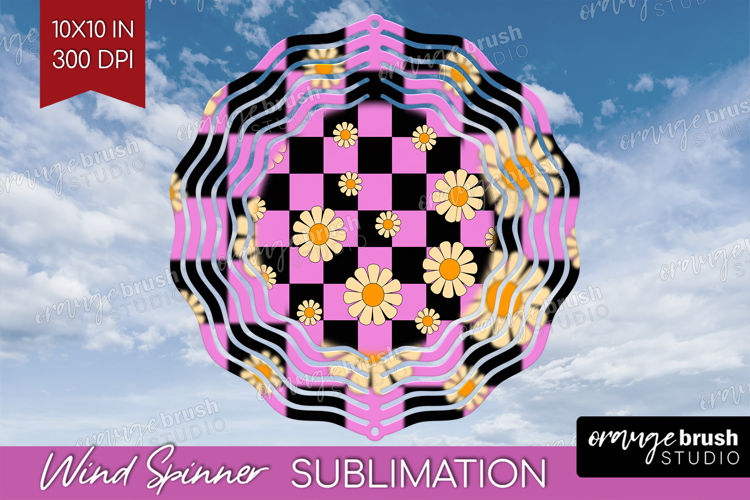 Groovy Wind Spinner Sublimation PNG - Summer Round Template