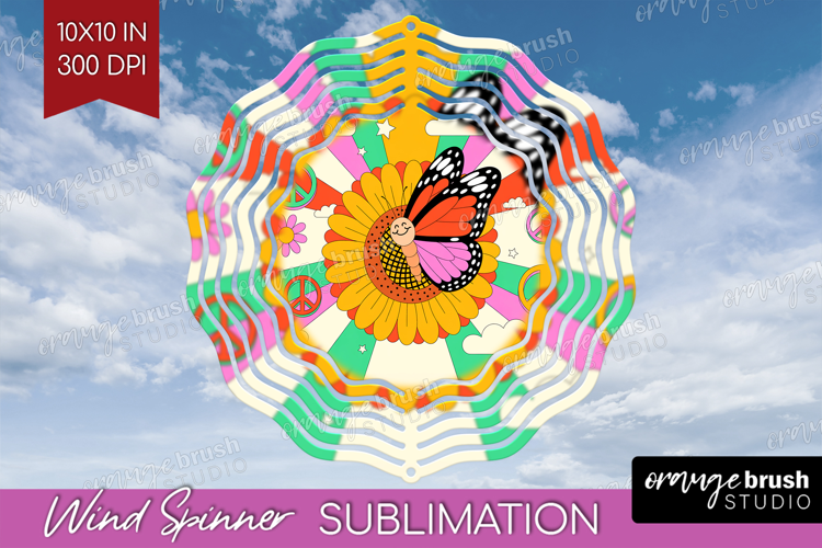Groovy Wind Spinner Sublimation PNG - Summer Round Template