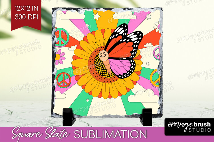 Groovy Slate PNG - Summer Square Slate Sublimation example image 1