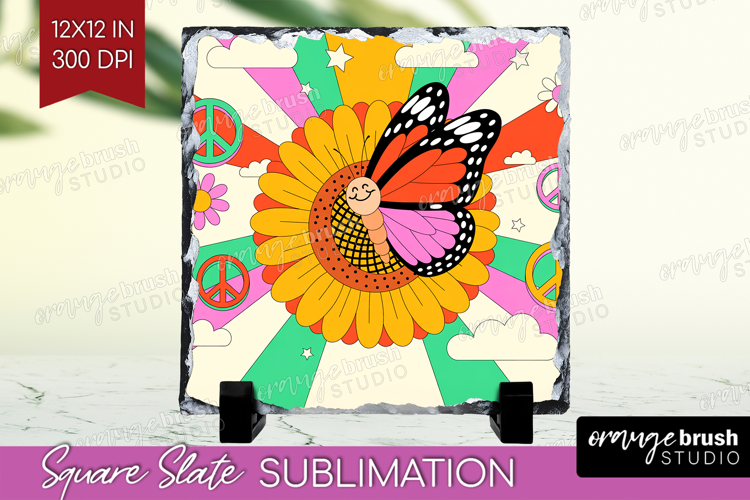 Groovy Slate PNG - Summer Square Slate Sublimation