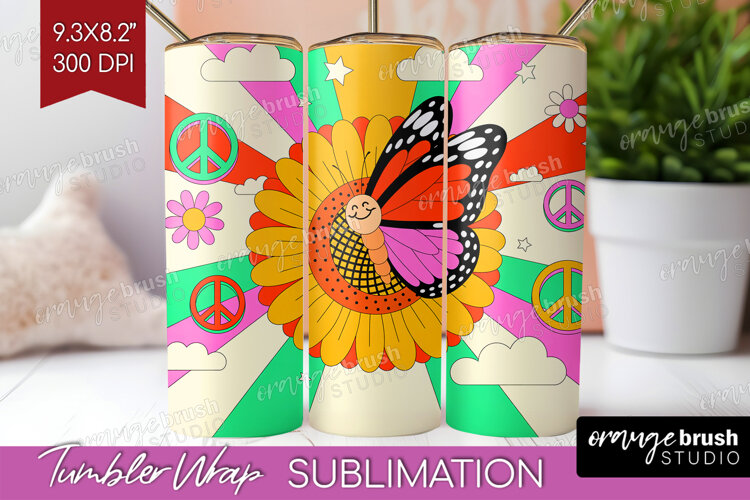 Groovy Tumbler Wrap - Summer Tumbler PNG Sublimation example image 1