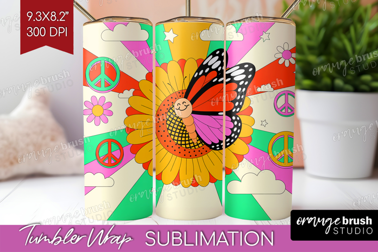 Groovy Tumbler Wrap - Summer Tumbler PNG Sublimation