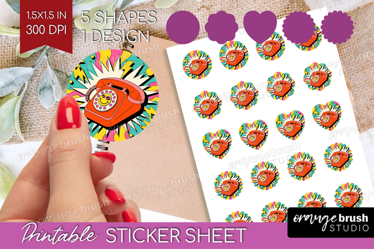 Groovy Round Sticker - Summer Printable Sticker Sheet