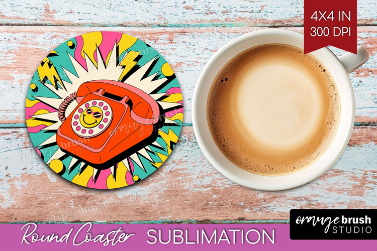 Groovy Round Coaster - Summer Coaster PNG Sublimation