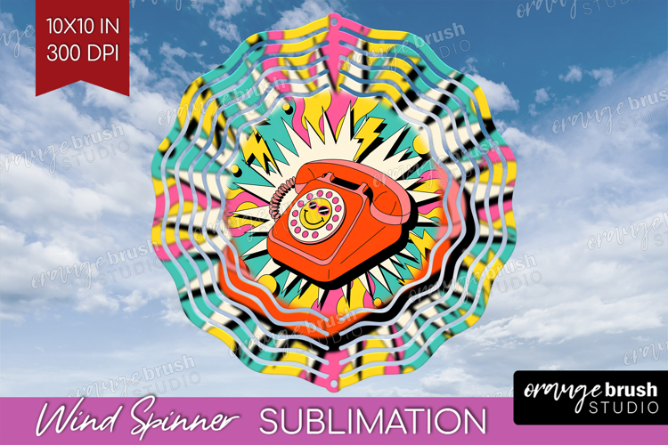 Groovy Wind Spinner Sublimation PNG - Summer Round Template