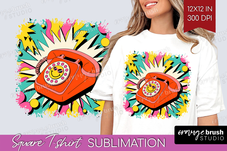 Groovy Square Tshirt Background - Summer PNG Sublimation