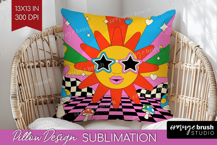 Groovy Pillow Sublimation - Summer Pillow Cover PNG