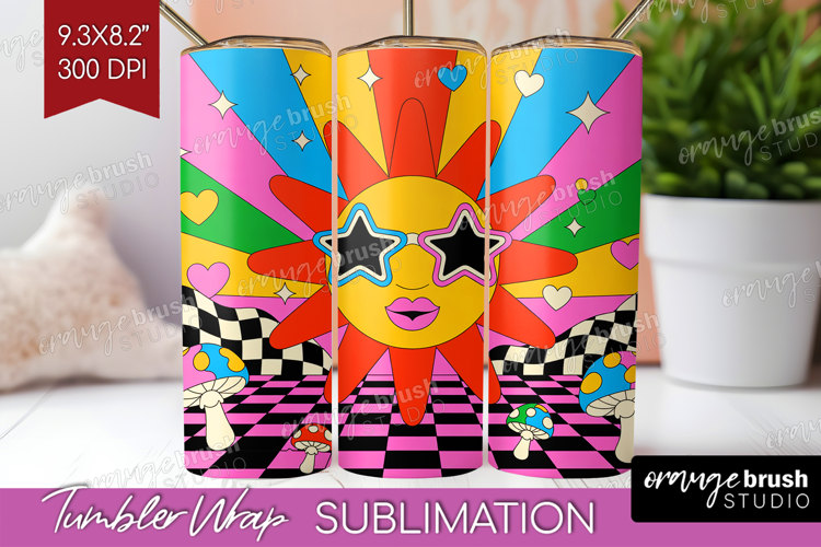 Groovy Tumbler Wrap - Summer Tumbler PNG Sublimation