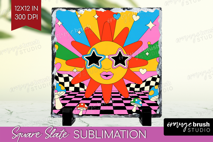 Groovy Slate PNG - Summer Square Slate Sublimation