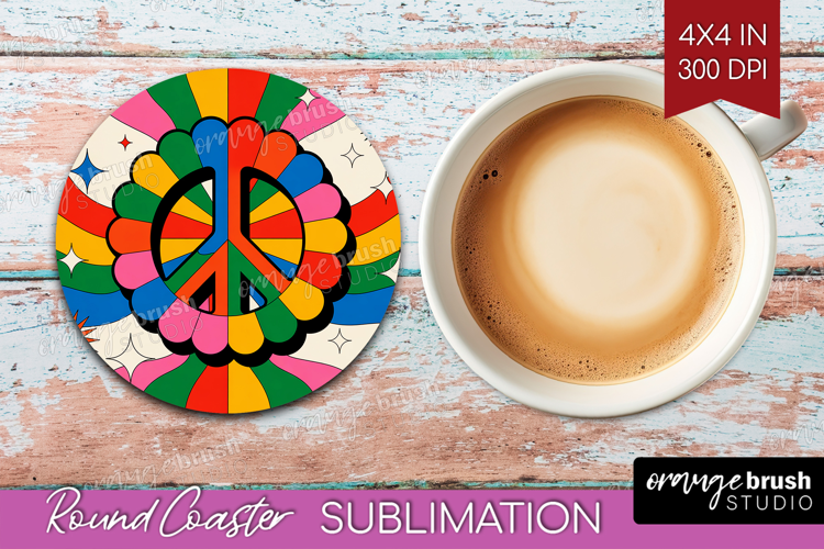 Groovy Round Coaster - Summer Coaster PNG Sublimation
