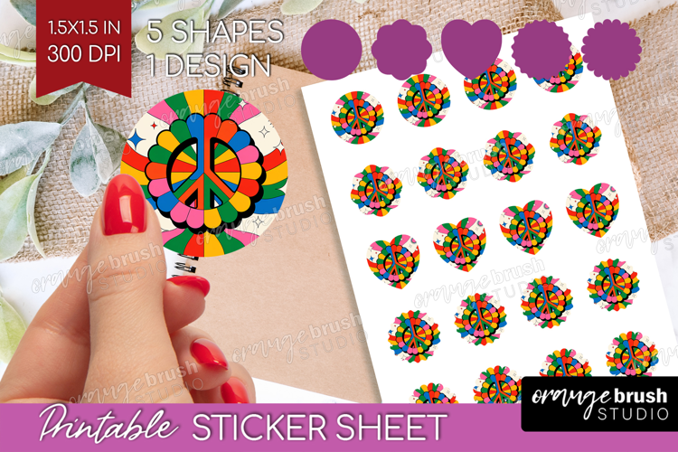 Groovy Round Sticker - Summer Printable Sticker Sheet