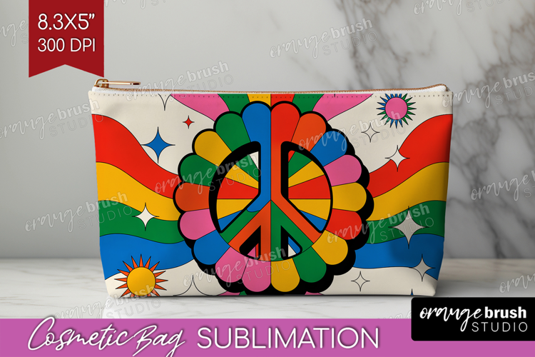 Groovy Cosmetic Bag - Summer Makeup Bag PNG Sublimation